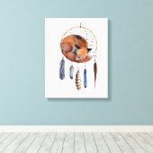 Red Fox Slaapend op Drocatcher Canvas Afdruk (Insitu (Houten vloer))