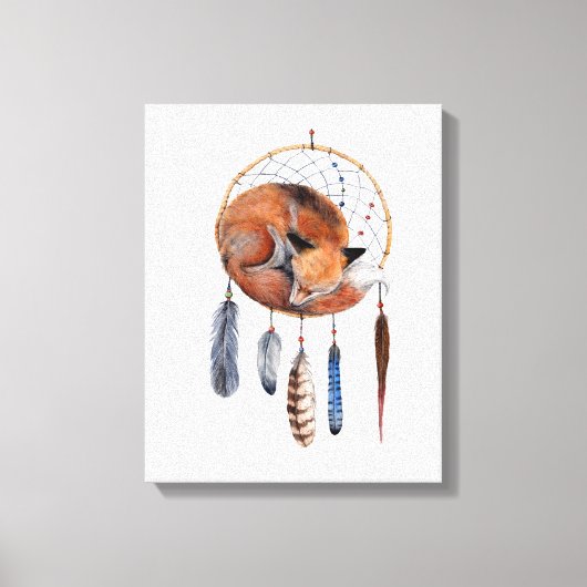 Red Fox Slaapend op Drocatcher Canvas Afdruk (Voorkant)