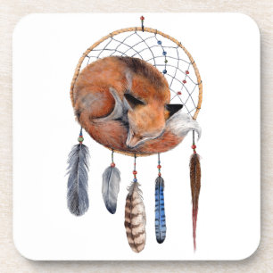 Red Fox Slaapend op Drocatcher Drankjes Onderzetter