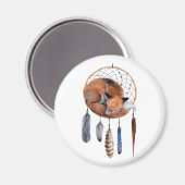 Red Fox Slaapend op Drocatcher Magneet (Voorkant / Achterkant)