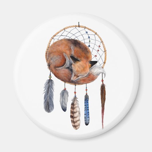 Red Fox Slaapend op Drocatcher Magneet (Voorkant)
