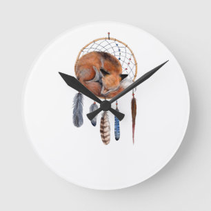 Red Fox Slaapend op Drocatcher Ronde Klok