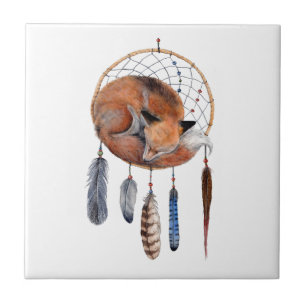 Red Fox Slaapend op Drocatcher Tegeltje