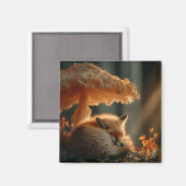 Red Fox Sleeping Under Giant Mushroom Magneet (Voorkant / Achterkant)