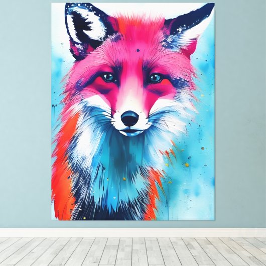 Red Fox Stretched Canvas Print (Insitu (Houten vloer))