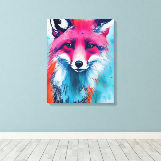Red Fox Stretched Canvas Print (Insitu (Houten vloer))