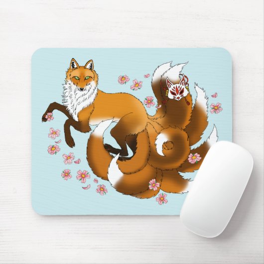 Red Fox Tails Kitsune Kasai Muismat (Met muis)