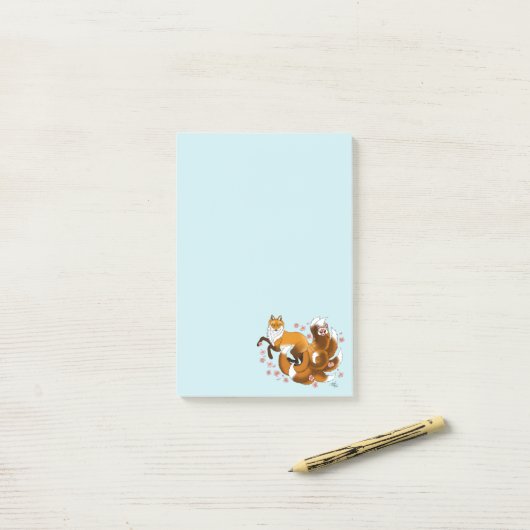 Red Fox Tails Kitsune Kasai Post-it® Notes (Op bureau)