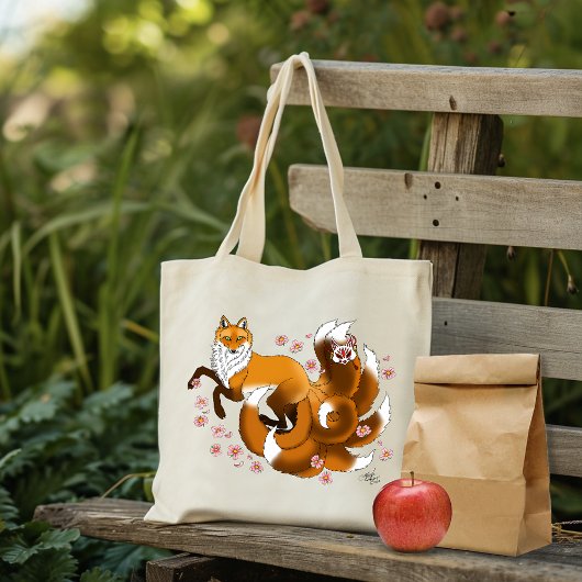 Red Fox Tails Kitsune Kasai Tote Bag