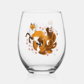 Red Fox Tails Kitsune Kasai Wijnglas Zonder Voet (Achterkant)