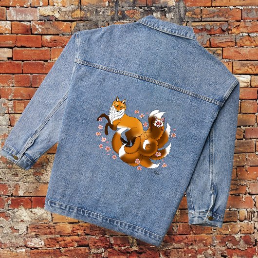 Red Fox Tails Kitsune Kitsue Denim Jacket