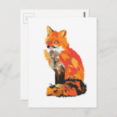 Red Fox tekening Briefkaart (Voorkant / Achterkant)