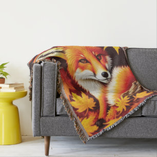Red Fox Throw Blanket Deken