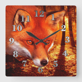 Red Fox Vierkante Klok