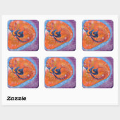 Red Fox. Vierkante Sticker (Vel)