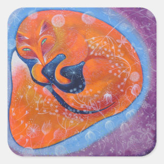Red Fox. Vierkante Sticker
