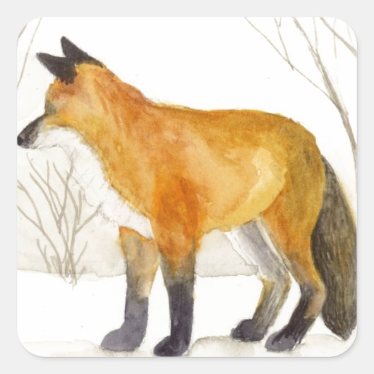 Red Fox Vierkante Sticker (Voorkant)