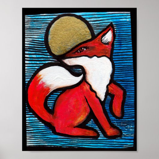 Red Fox Volle Maan Loyale Vossen Maan Kind Poster (Voorkant)