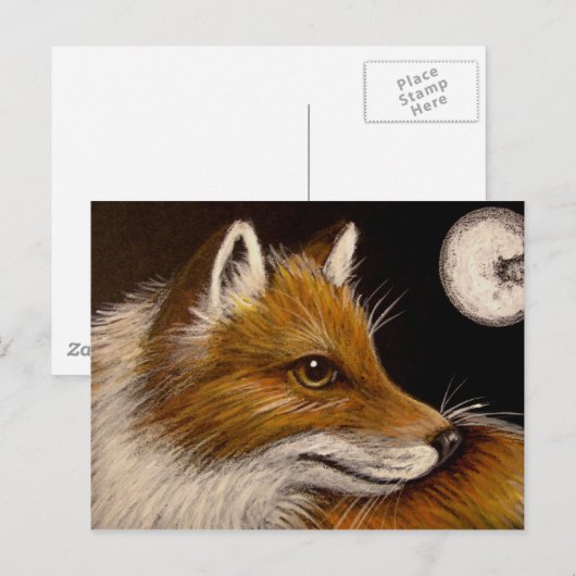 RED FOX - VOLLEDIG MOON-BRIEFKAART BRIEFKAART (Voorkant / Achterkant)