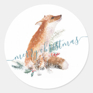 Red Fox voor kerstmis Ronde Sticker