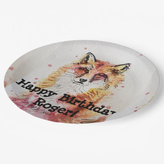 Red Fox Waterverf Birthday Boy Party Paper Bord (Gekanteld)