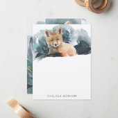 Red Fox Waterverf landschap Notitiekaartje (Voorkant / Achterkant in situ)