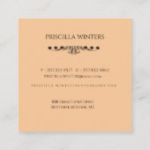 Red Fox Waterverf Perzikbloemen Vierkante Visitekaartje (Achterkant)