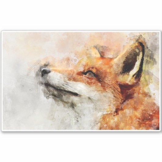 Red Fox Waterverf Portret 01 Sticker (Voorkant)