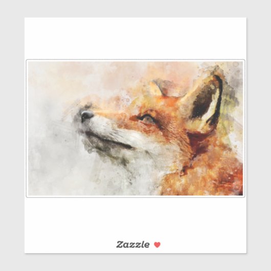 Red Fox Waterverf Portret 01 Sticker (Vel)