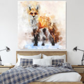 Red Fox Waterverf Portret 02 Canvas Afdruk (Insitu (Slaapkamer))