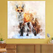 Red Fox Waterverf Portret 02 Canvas Afdruk (Insitu (Woonkamer))