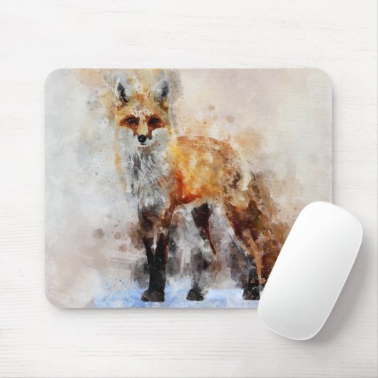 Red Fox Waterverf Portret 02 Muismat (Met muis)