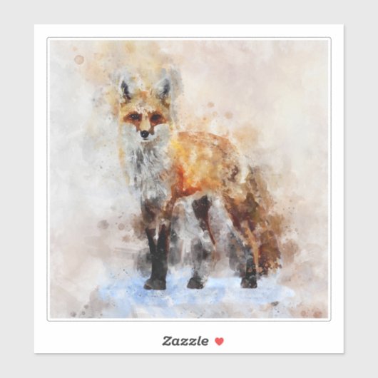 Red Fox Waterverf Portret 02 Sticker (Vel)