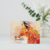 Red Fox Waterverf Portret 03 Briefkaart (Staand voorkant)