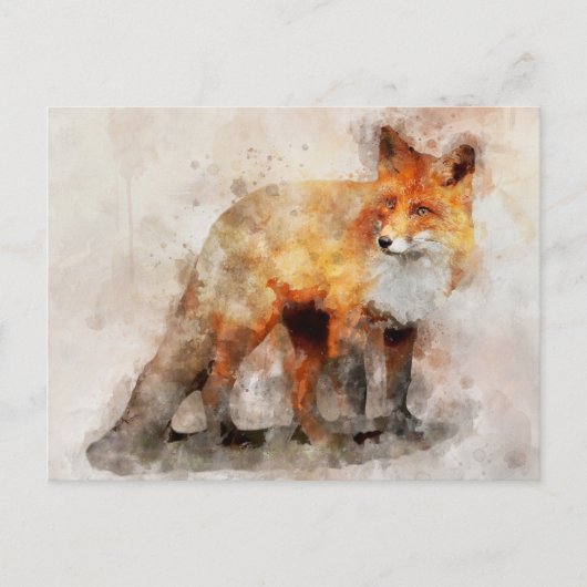 Red Fox Waterverf Portret 04 Briefkaart (Voorkant)