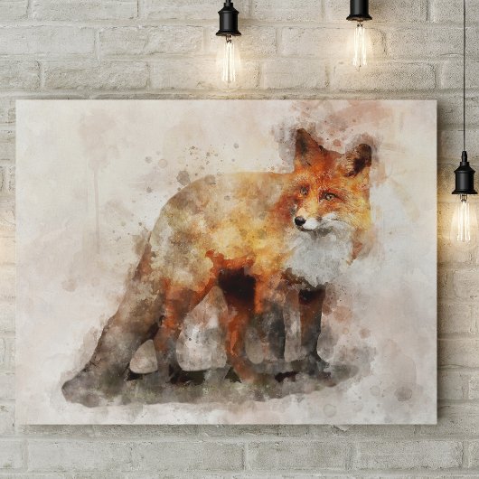 Red Fox Waterverf Portret 04 Foto Afdruk