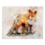 Red Fox Waterverf Portret 04 Foto Afdruk (Voorkant)