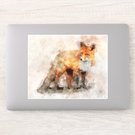 Red Fox Waterverf Portret 04 Sticker (Computer)