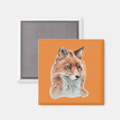 Red Fox Waterverf schilderij kunst Magneet (Voorkant / Achterkant)