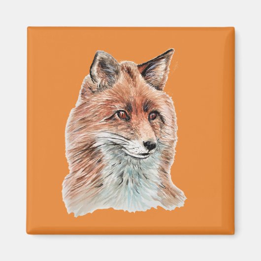 Red Fox Waterverf schilderij kunst Magneet (Voorkant)