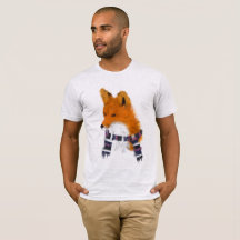 Red Fox Wearing Winter Scarf Art T-shirt