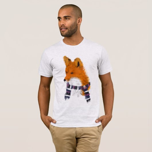 Red Fox Wearing Winter Scarf Art T-shirt (Voorkant volledig)