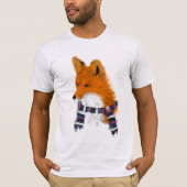 Red Fox Wearing Winter Scarf Art T-shirt (Voorkant)