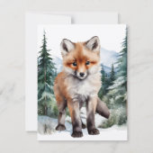 Red Fox welp in een bos Waterverf Notitiekaartje (Achterkant)