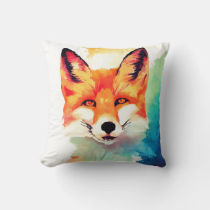 Red Fox Wild Natuur Dierlijke Kleur Kunst Schilder Kussen