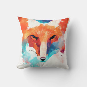 Red Fox Wild Natuur Dierlijke Kleur Kunst Schilder Kussen