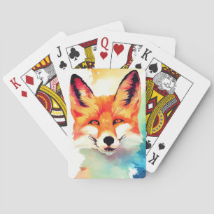 Red Fox Wild Natuur Dierlijke Kleur Kunst Schilder Pokerkaarten