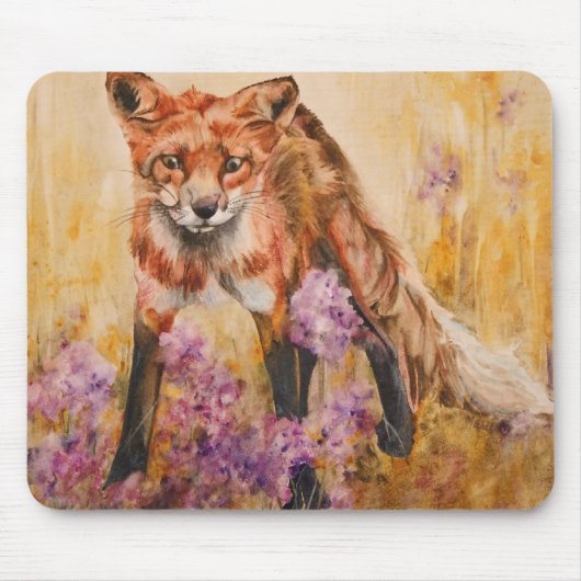 Red Fox Wildlife Waterverf Wildlife Mousepad Muismat (Voorkant)