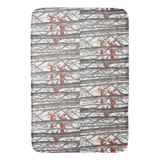 Red Fox Winter Gray Bossen Bath Mat Neutral Tones (Voorkant Verticaal)