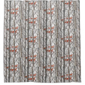 Red Fox Winter Gray Bossen Shower Curtain Neutraal Douchegordijn (Voorkant)